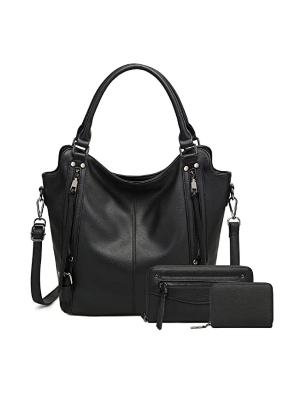 Vegan Leather Hobo Bag Set Women Shoulder Crossbody Purse